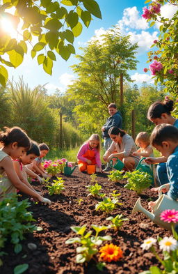 A picturesque scene depicting a horticulture journey focused on the theme 'roots of resilience'