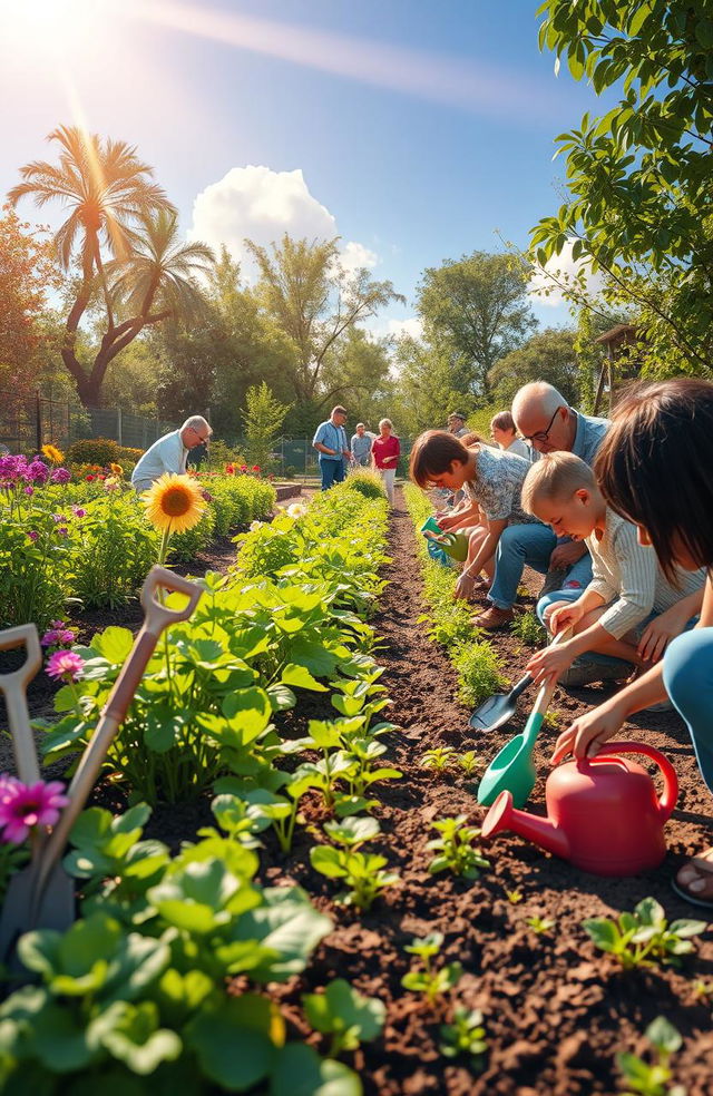 A picturesque scene depicting a horticulture journey focused on the theme 'roots of resilience'