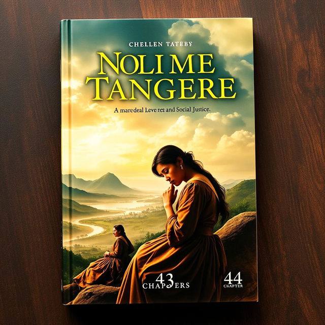 A striking book cover for chapters 43 and 44 of 'Noli Me Tangere', featuring a dramatic and emotional scene symbolic of the struggles faced by the characters in these chapters