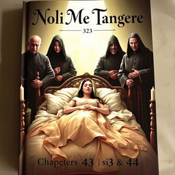A captivating book cover for chapters 43 and 44 of 'Noli Me Tangere' showcasing all key characters prominently