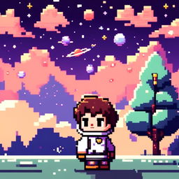 Pixel art profile picture featuring a cosmic space scene with the Milky Way, star-studded backdrop, and no people.