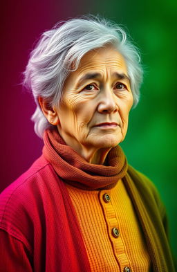 A portrait of a person illustrating the passage of time, featuring multiple stages of their life from childhood to old age