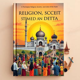 A captivating book cover design that visually represents the themes of religion, society, and the state