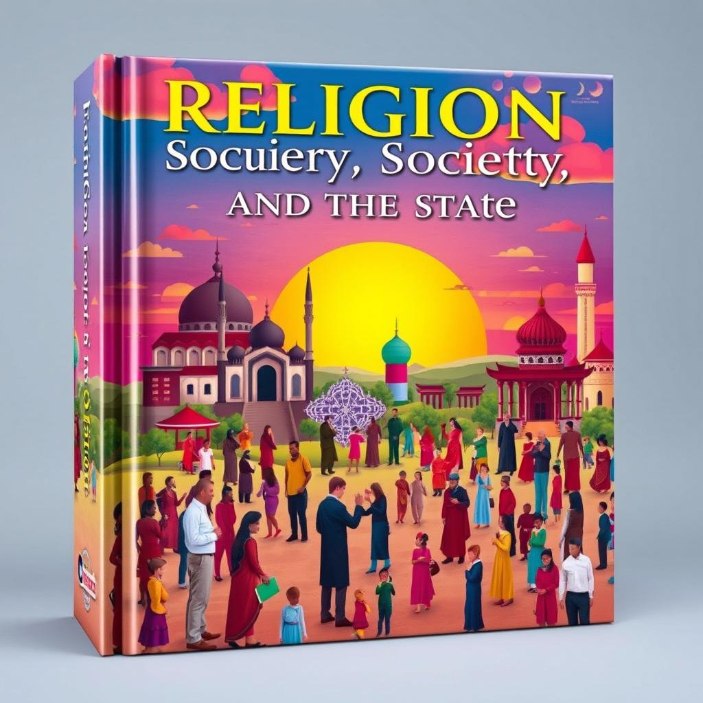 A captivating book cover design that visually represents the themes of religion, society, and the state