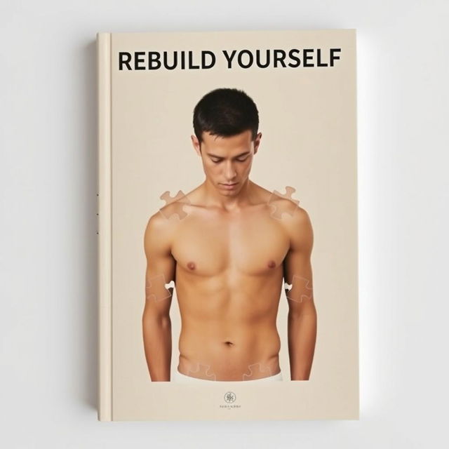 A minimalist book cover featuring the title 'REBUILD YOURSELF' in bold, uppercase black letters positioned at the top