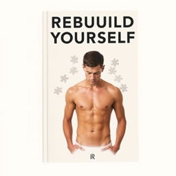 A minimalist book cover featuring the title 'REBUILD YOURSELF' in bold, uppercase black letters positioned at the top