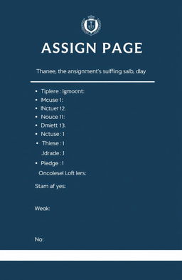 Create a neatly organized and visually appealing assignment cover page for an academic paper