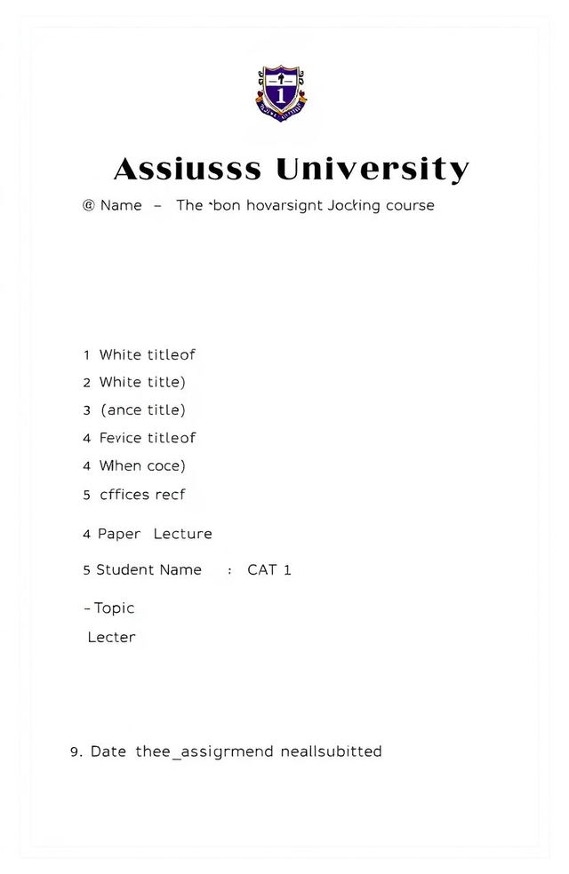 Create a neatly organized and visually appealing assignment cover page for an academic paper