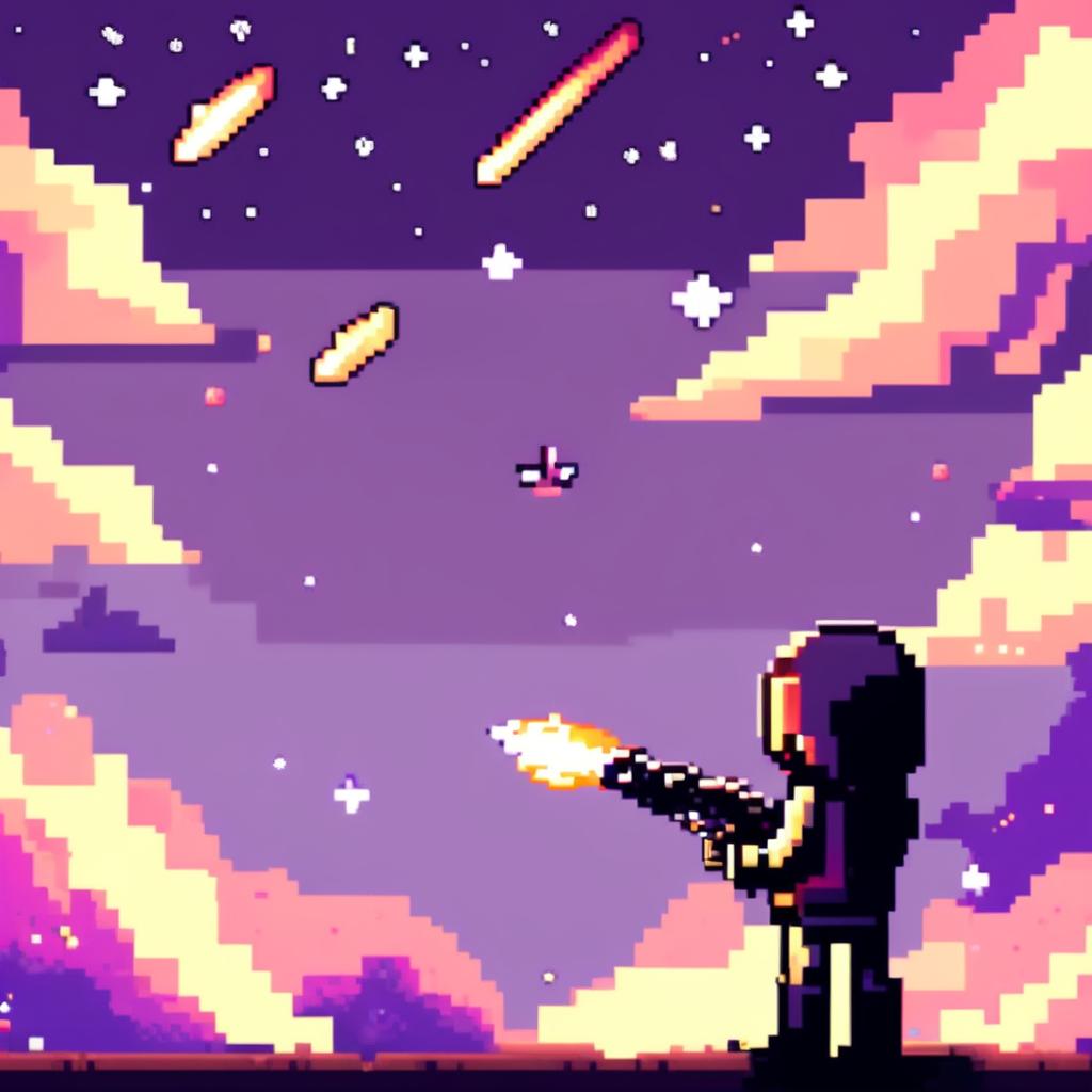 Pixel art profile picture featuring a shooting star in a cosmic space scene with a star-studded backdrop.