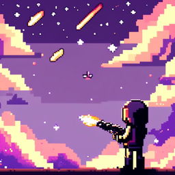 Pixel art profile picture featuring a shooting star in a cosmic space scene with a star-studded backdrop.