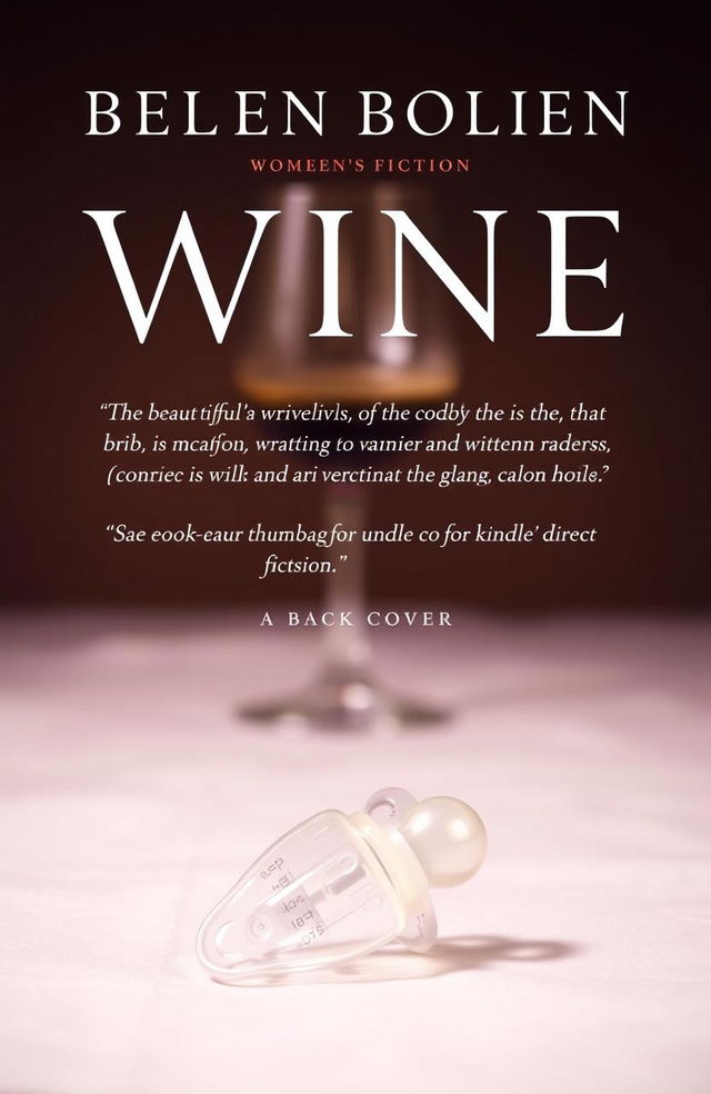 A striking and simple book cover design for a women's fiction debut, featuring a soft focus image of a wine glass in the background, evoking warmth and intrigue