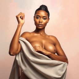 A confident and graceful woman with an elegant pose, embodying natural beauty and strength