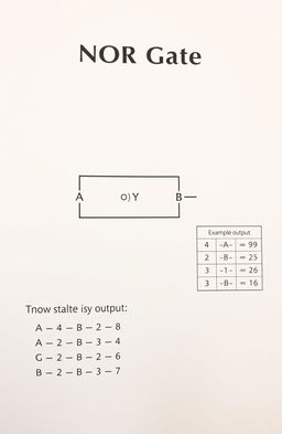 A detailed and visually appealing illustration of a NOR gate, designed in a clear and educational manner