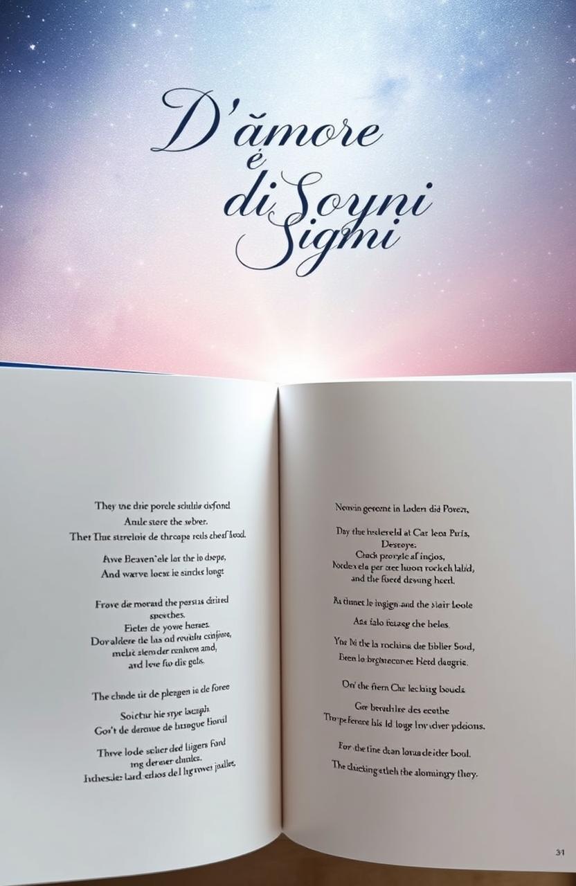 A beautifully arranged collection of ten modern love poems titled 'D'amore e di Sogni'