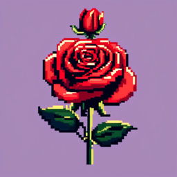 Pixel art PFP featuring a vibrant red rose against a midnight blue background.