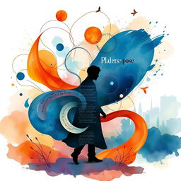 A surreal and visually captivating scene inspired by modern poetry, featuring abstract shapes and flowing lines that represent emotions and thoughts