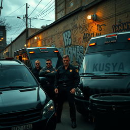 A dramatic scene depicting the inner workings of an ambulance mafia in an urban setting