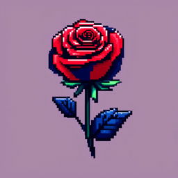 Pixel art PFP featuring a vibrant red rose against a midnight blue background.