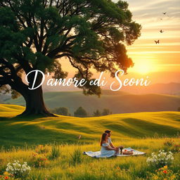 A picturesque scene embodying modern bucolic love poetry, titled 'D'Amore e di Sogni'