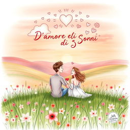 An enchanting drawing inspired by modern bucolic love poetry, titled 'D'Amore e di Sogni'