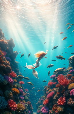 A serene and dreamlike underwater scene depicting the theme of 'Dreams of the Sea and Freedom'