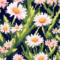 Pixel art PFP featuring a bright daisy against a lush green background.