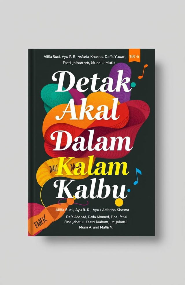 A book cover design for 'Detak Akal Dalam Kalbu' featuring the names of the authors: Alifia Suci, Ayu R