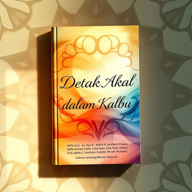 A beautiful, artistic representation of a book cover for a fictional book titled 'Detak Akal dalam Kalbu'