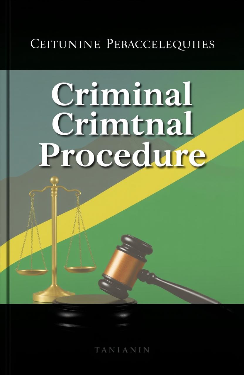 A comprehensive and detailed book cover for a criminal procedure manual in Tanzania