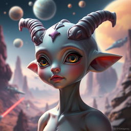 An enchanting Balosar character from the Star Wars universe, featuring two prominent skin antennae