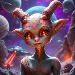 An enchanting Balosar character from the Star Wars universe, featuring two prominent skin antennae