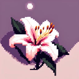 Pixel art PFP featuring a delicate lily against a moonlit night background.