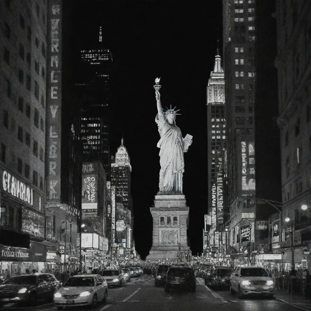 Generate a vertical, photo montage image with a film grain effect, featuring the word 'NEW YORK CITY' in large, black, dynamic lettering