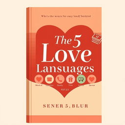 A visually appealing book cover design for 'The 5 Love Languages', incorporating warm and inviting colors such as red, gold, and soft pastels