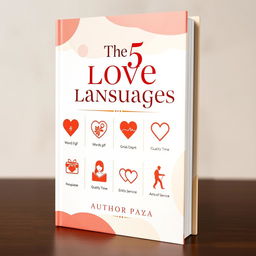 A visually appealing book cover design for 'The 5 Love Languages', incorporating warm and inviting colors such as red, gold, and soft pastels