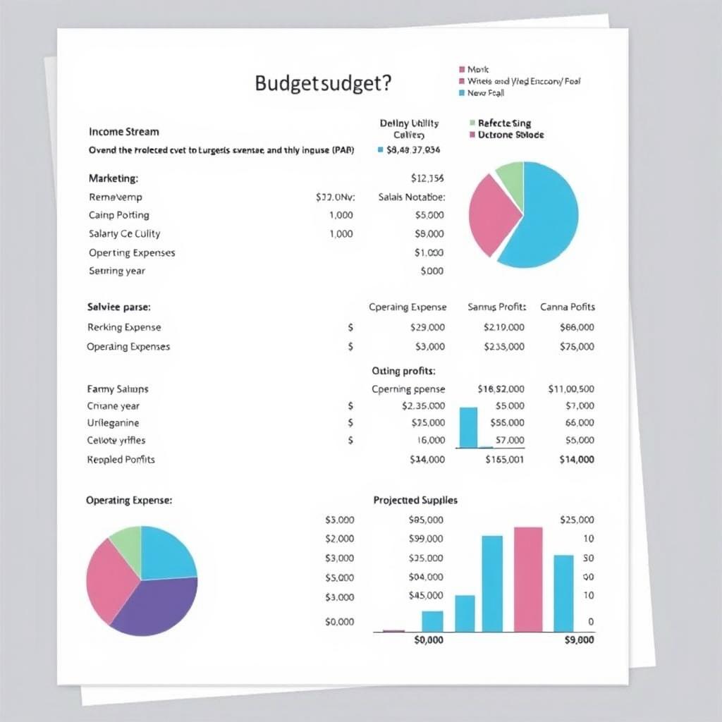 A comprehensive budget plan for a business, detailing income streams, operating expenses, and projected profits for the upcoming year