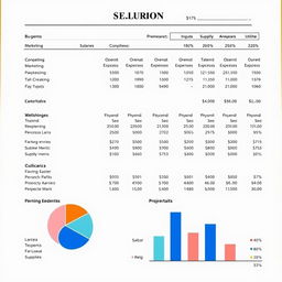 A comprehensive budget plan for a business, detailing income streams, operating expenses, and projected profits for the upcoming year