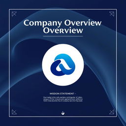 A striking cover design for a company overview document, featuring the company's logo prominently in the center