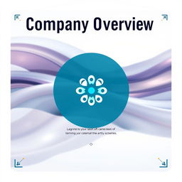 A striking cover design for a company overview document, featuring the company's logo prominently in the center