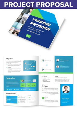 A professional and visually appealing project proposal document, showcasing a clean layout with modern typography and vibrant graphics