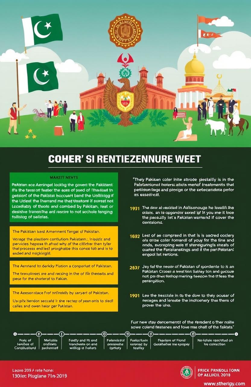 A visually engaging infographic or illustrated representation of the 26th Amendment to the Constitution of Pakistan, highlighting its key points and historical context