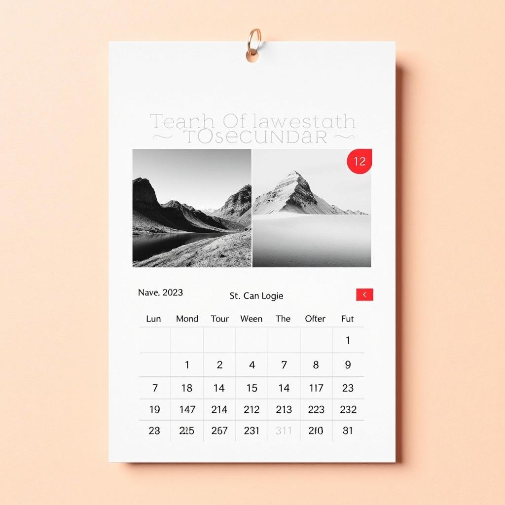 Calendar design focusing on typography