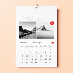 Calendar design focusing on typography