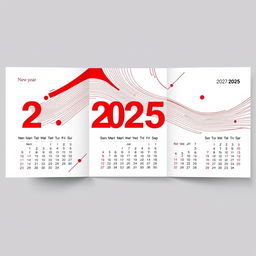 Design a tri-fold calendar for a full-cycle printing company featuring a New Year theme for 2025