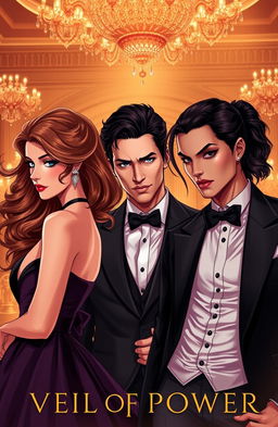 A dramatic scene illustrating the intense love triangle in 'Veil of Power'