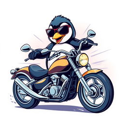 A wrinkless t-shirt design featuring a realistic penguin riding a motorcycle