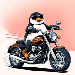 A wrinkless t-shirt design featuring a realistic penguin riding a motorcycle
