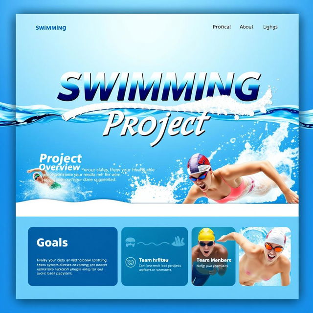 A visually appealing front page design for a swimming project