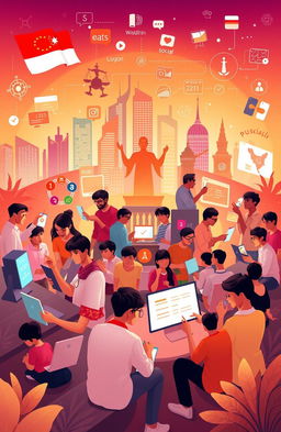 A conceptual illustration representing the integration of Pancasila values into a digital society