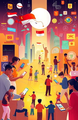 A conceptual illustration representing the integration of Pancasila values into a digital society